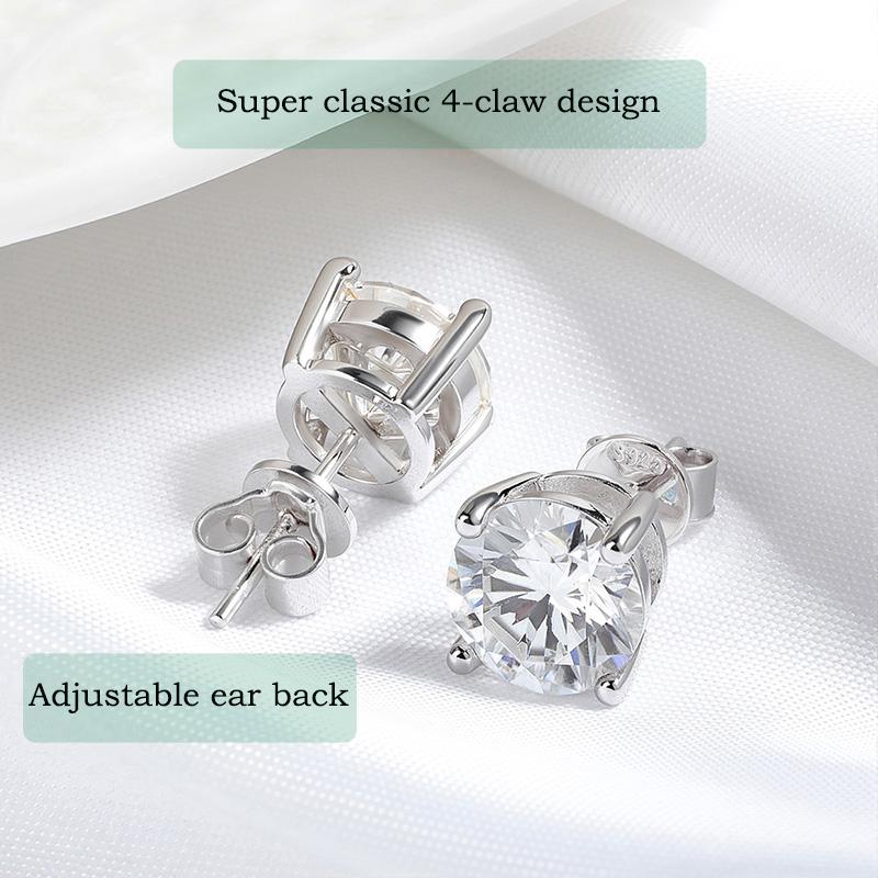 Orecchini a lobo in Moissanite Smyoue 0,1-3CT Test Superato per Uomo Donna Argento S925 Placcato Platino Sposa Matrimonio Orecchini a lobo con Diamante di Laboratorio