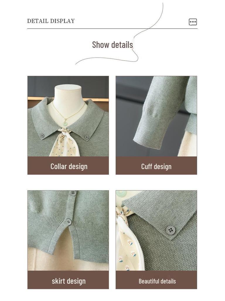 Mom's Autumn Fashion Stylish Turn-Down Collar Knitted Sweater for Middle-Aged Women - 2025 Age-Reducing Base T-Shirt.