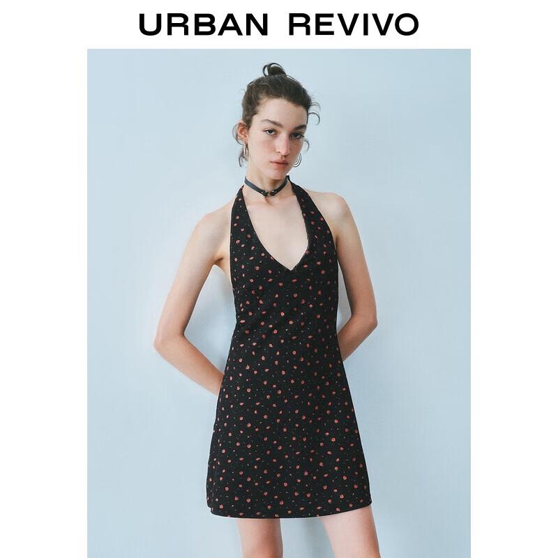 

UR 2025 French Floral Halter Backless Mini Dress L