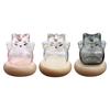 Glass Piggy Bank with Wooden Base Kitten Shaped Money Bank Money Saving Jar for