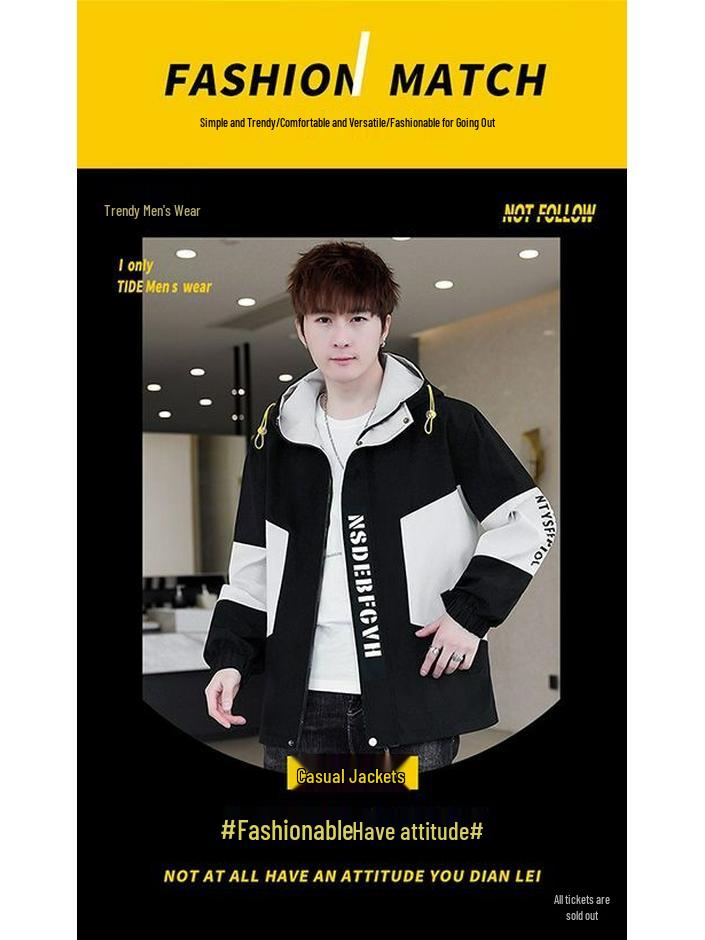 Stilvolle Kapuzenjacke im koreanischen Stil für Herren – Trendige lässige Übergangsjacke für Frühling/Herbst