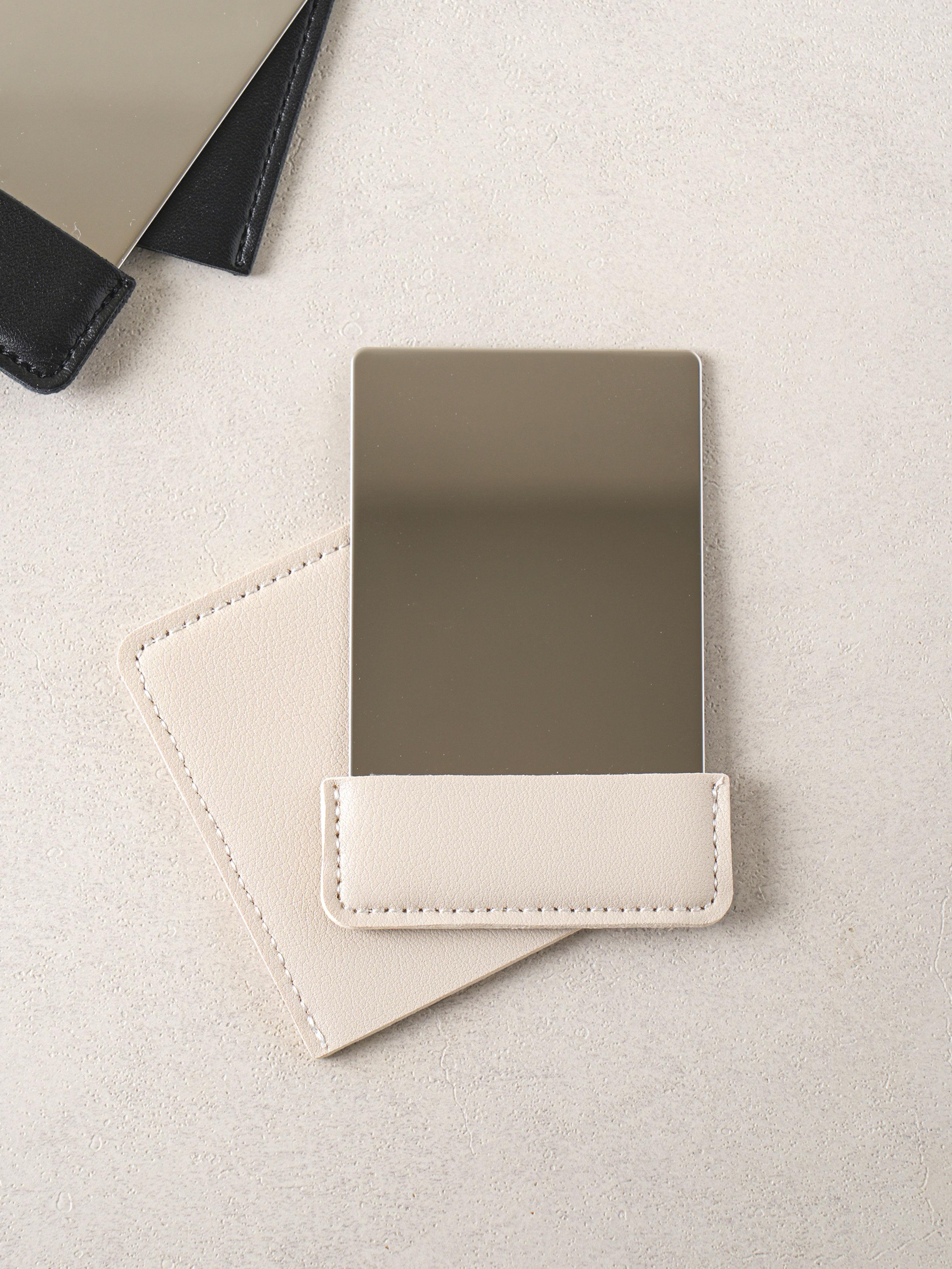 Square Compact Hand Mirror with Protective Cover 1ea