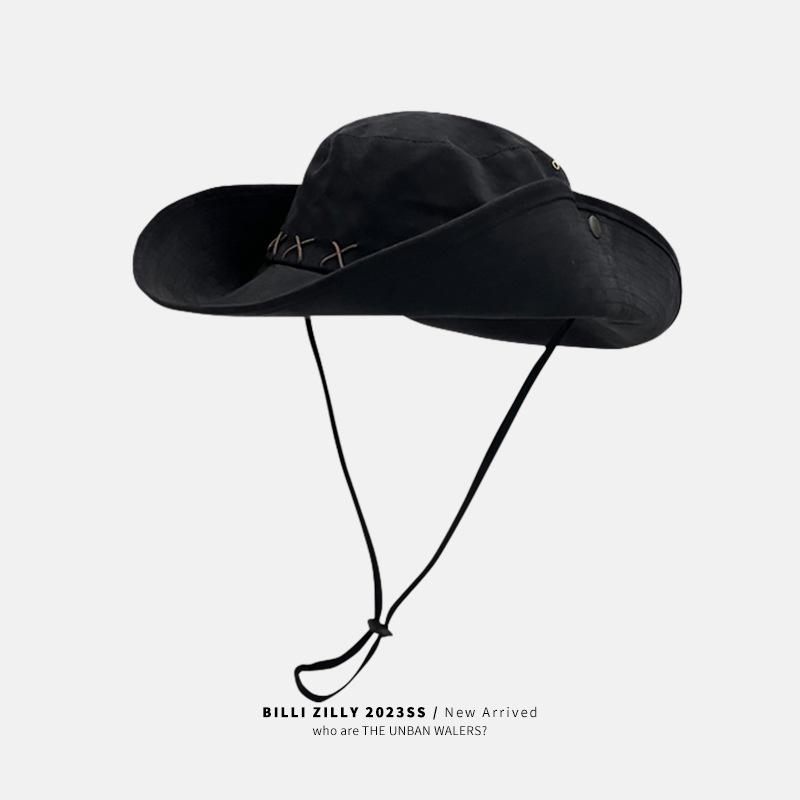 American retro western cowboy hat women's winter outdoor climbing hat western Sichuan travel visor men's sunscreen bucket hat