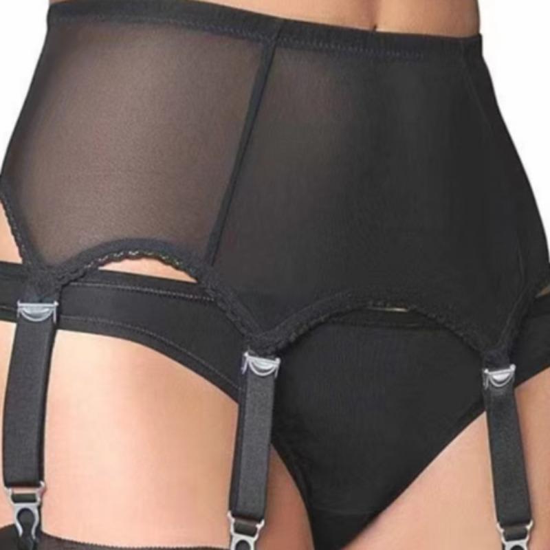 Women Goth Smooth Satin Garter Belt Black/White Suspender Belt With Six Straps For Thigh High Stockings Exotic Lingerie Clubwear