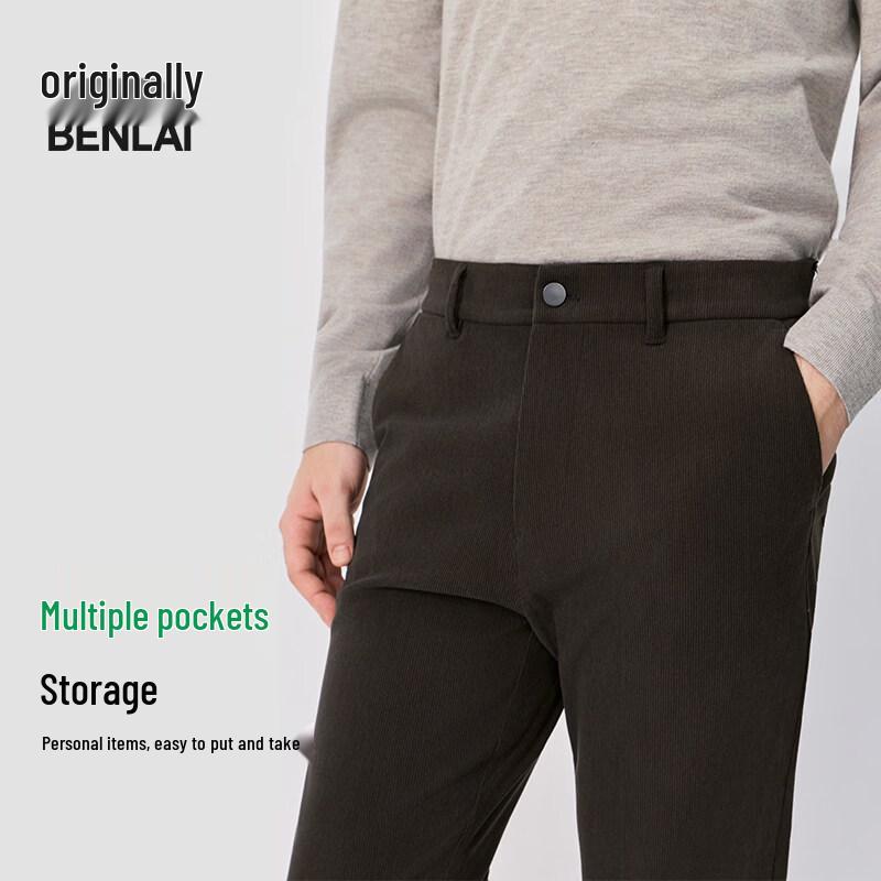 BENLAI Men's Corduroy Thermal Anti-Wrinkle Straight Casual Pants