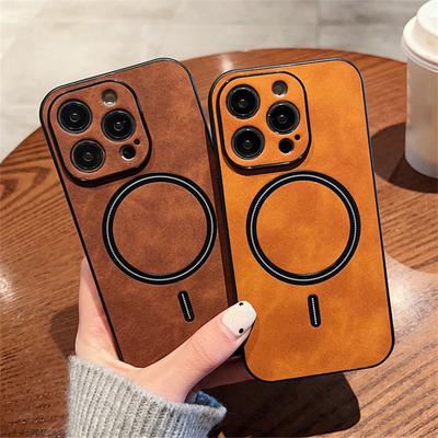 Luxuriöse kabellose Ladehülle aus magnetischem Cortex-Leder für iPhone 14 13 12 11 Pro Max 14 Plus 14pro stoßfeste Stoßstangenabdeckung