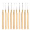 10pcs Hook Needle Wooden Handle Hair Extension Hook Needle Wig Tools