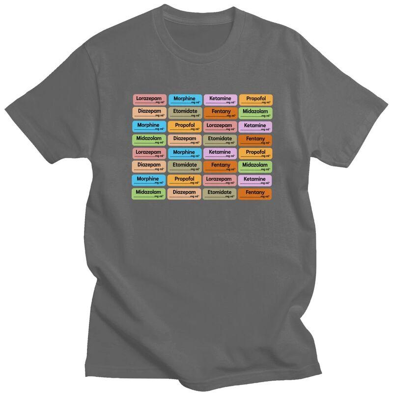 Custom Medical Nurse Anesthesia Medication Labels T Shirt for Men Tshirt Casual Tee Short Sleeves Tshirts Clothing