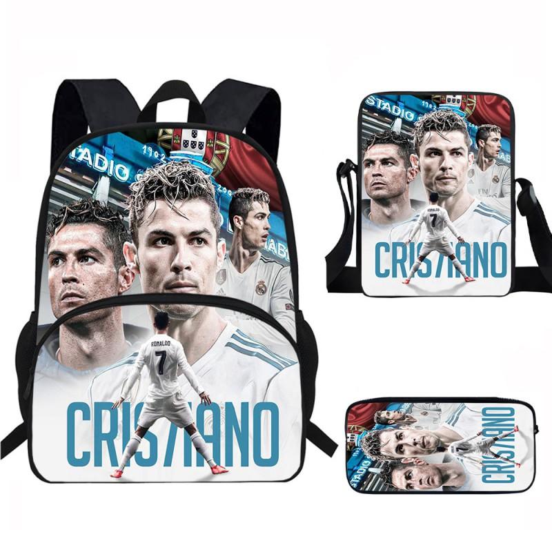 Set Zaino Scolastico CR7 per Bambini Tessuto Oxford Borsa a Doppio Scomparto con Tasca Frontale Astuccio Tracolla Ergonomico Dorsale