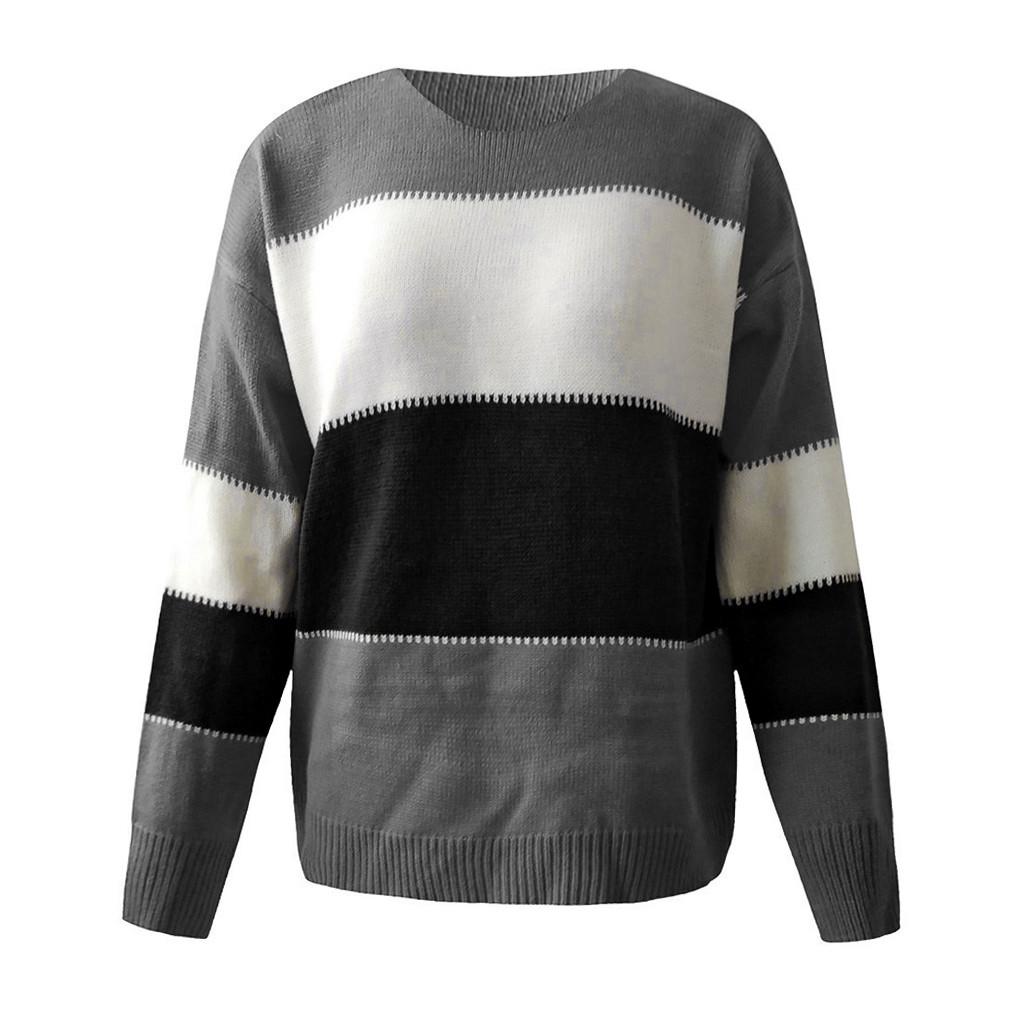  And Winter Women New Round Neck Color Matching Comfortable Loose Sweater