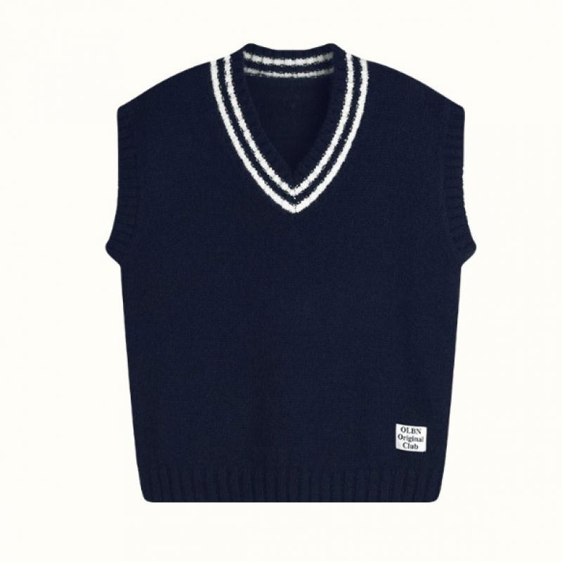 [olivean] Point Label Knit Vest  Black 