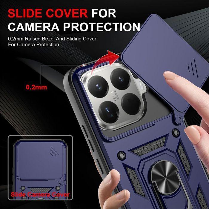 Hard Case - E.F.CONNECTION - for Xiaomi 15T - Shockproof with Back Ring Reinforced Edge - Navy Blue