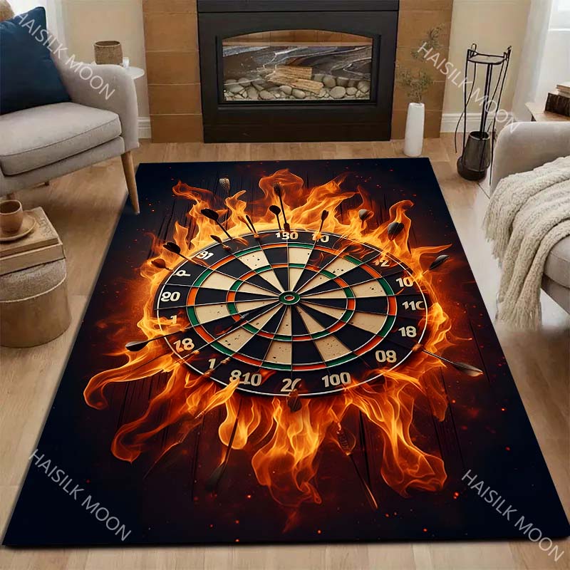 1PC Flaming dartboard with darts Print Carpet for Living Room Bedroom Sofa Home Decor Rus Non-slip Floor Mat Luxury Gift