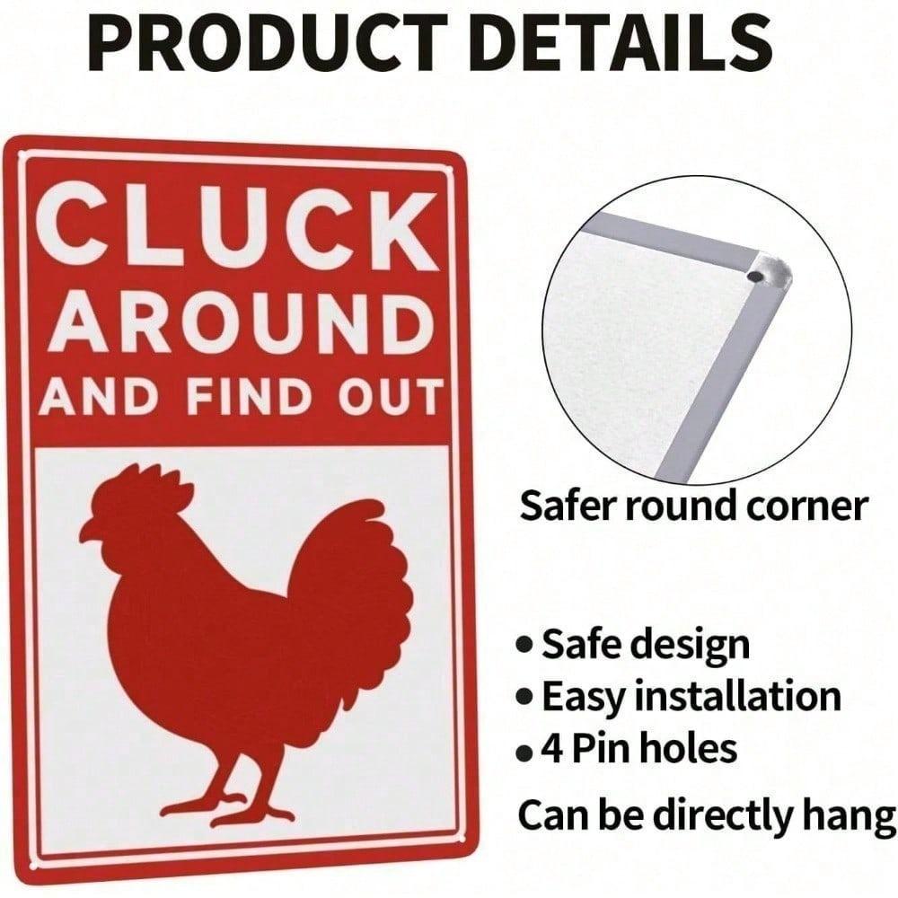 Funny Cluck Around And Find Out 8 Inch Retro Farmhouse Metal Tin Sign Rustic Wall Decor For Home Kitchen Garden Outdoor