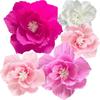 5Pcs Pink Artificial Crepe Paper Violet 3D Wall Decoration Creative Paper Flowers Party Decoration