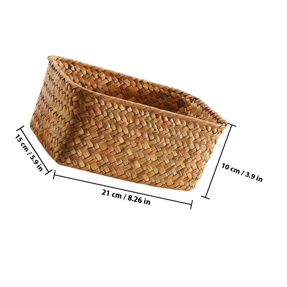 Seagrass Woven Storage Basket Desktop Organizer Sundry Box Makeup Organizer Decorative Storage Woven Basket