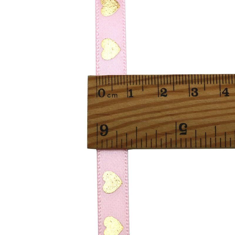 10 Meters/roll 1Cm Hot Stamping Peach Heart Ribbon Love Ribbons Valentine's Day Packaging Handmade Gift Packaging Decoration New