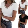 Maglietta da donna con scollo a V Casual Elegante Boho Colorata Top a T-shirt