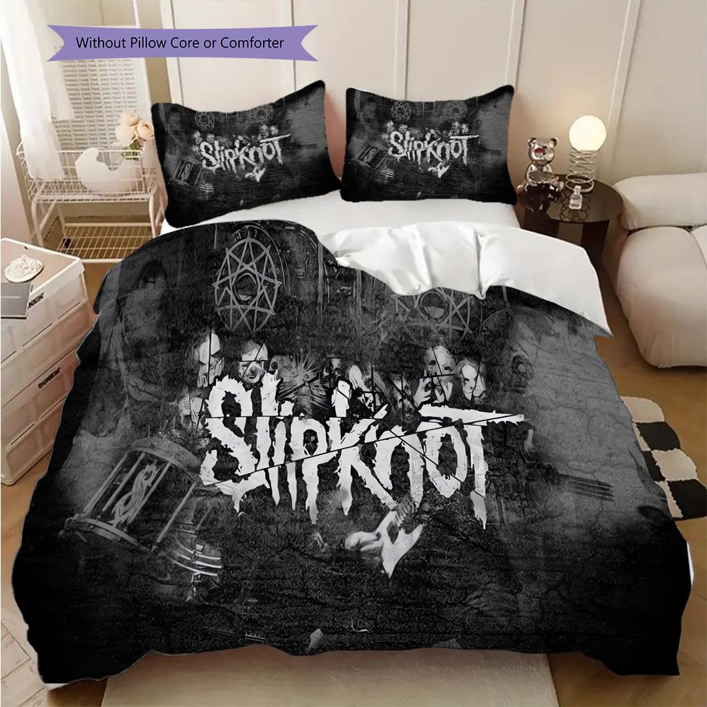 Slipknot Rock Band Bedding (1 * duvet cover + 2 * pillowcase, without core) 2D Flat Duvet cover and pillowcase Bedding set Soft and comfortable