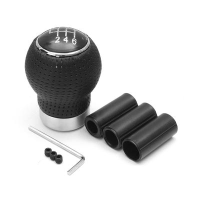 Universal 6 Speed Black PU Leather Manual Car Auto Gear Shift Knob Shifter Lever