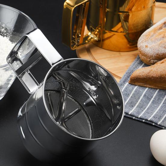 Yousheng Flour Sifter Stainless Steel Flour Sieve Fine Mesh Handheld Design Sugar Sifter Multipurpose Kitchen Tool