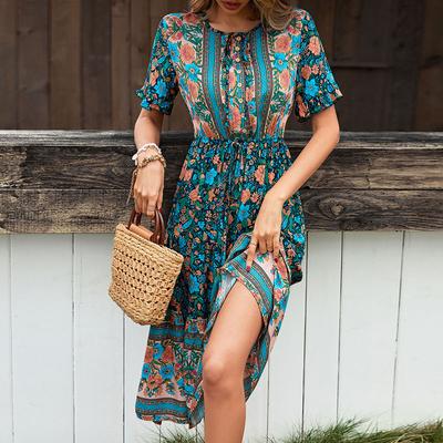 Fashion Women's Ethnic Style Printed Dress 2025 Summer New