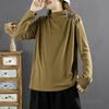Women's Disc Buckle Embroidery Ethnic Style Half-high Collar Long-sleeved Bottoming Shirt Autumn and Winter