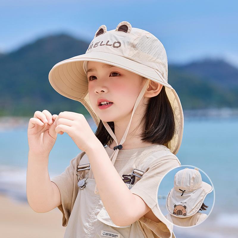 

Children s hats boys and girls outdoor sun protection hat big brim shawl bucket hat cute sun hat