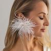 Orecchini perforati alla moda con piume multicolore, Adatti per accessori gioielli da festa di matrimonio fatti a mano retrò da donna