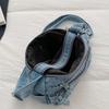 Washed Denim Crossbody Bag Adjustable Strap Messenger Bag Cat Embroidery Shoulder Bag  Ladies