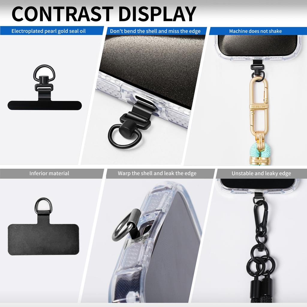 Cordon de telefon cu etichetă de prindere, plasture metalic cu cataramă rotativă la 360 de grade pentru curea de umăr pentru telefon