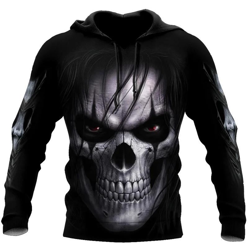 Hanorace Bărbați Goth Craniu Imprimate 3D Modă Holloween Schelete Punk Treninguri Streetwear Pulover Oversize Toamnă și Primăvară Fierbinte