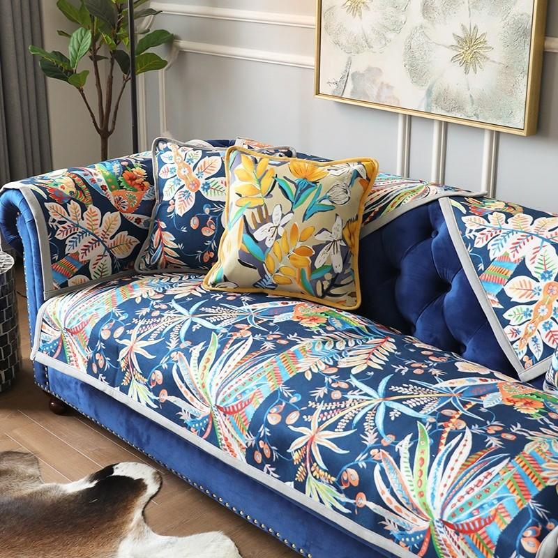 

Пасторальный расписанный вручную шенилл диванная подушка ткань Four Seasons противоскользящая универсальная гостиная диван чехол шарф Cross border 70*70