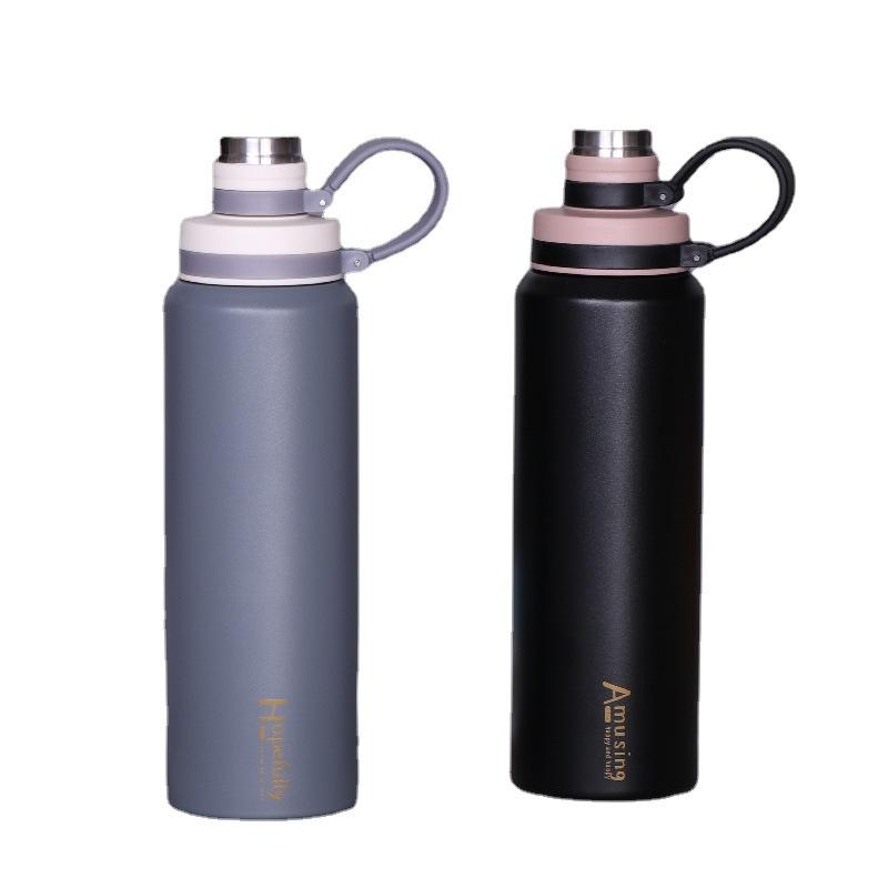 New Fashion Grid Straw Sports Cup Stainless Steel Outdoor Sports Portable Sling Cup
