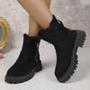Medium Tube Plus Size Snow Boots Women's Winter New Medium Tube Piled Thickened Warm Side Zipper Cotton Boots Wish