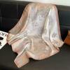 70x70cm Lightweight Cotton Silk Square Scarf With Boho Floral Print Breathable Neck Wrap Women