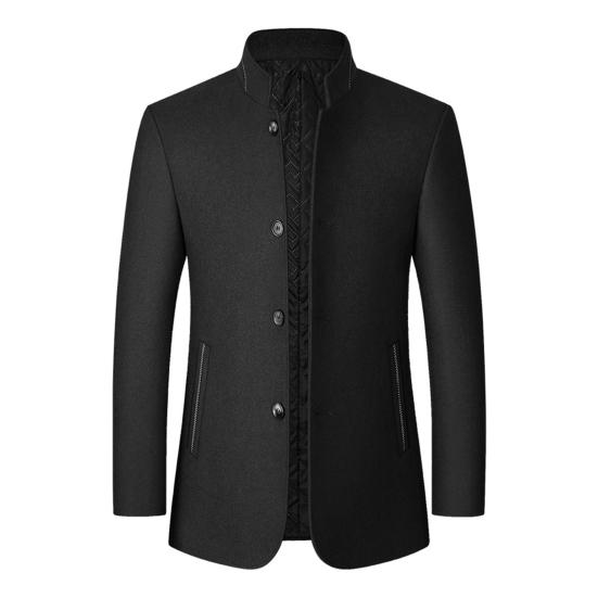 

Ветровка для среднего возраста с воротником-стойкой, популярное пальто на холодостойких пуговицах M чёрный