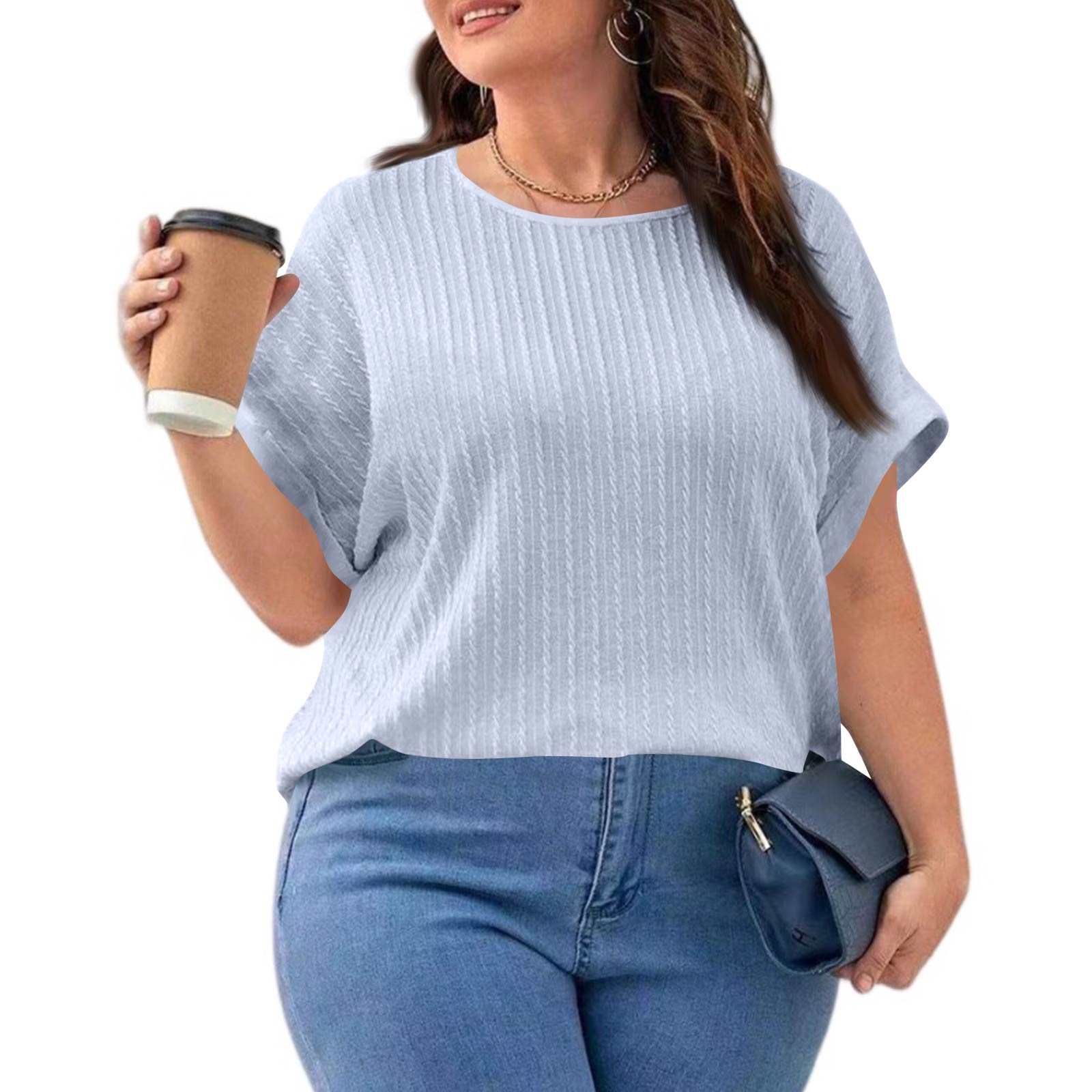 Women s Fashionable Casual Elegant Short-Sleeve T-Shirt Top XXL