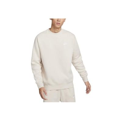 Nike Sportbekleidung Club Fleece Pullover Langarm Sweatshirt Herren Sweatshirts Weiß Hellbraun BV2663-104