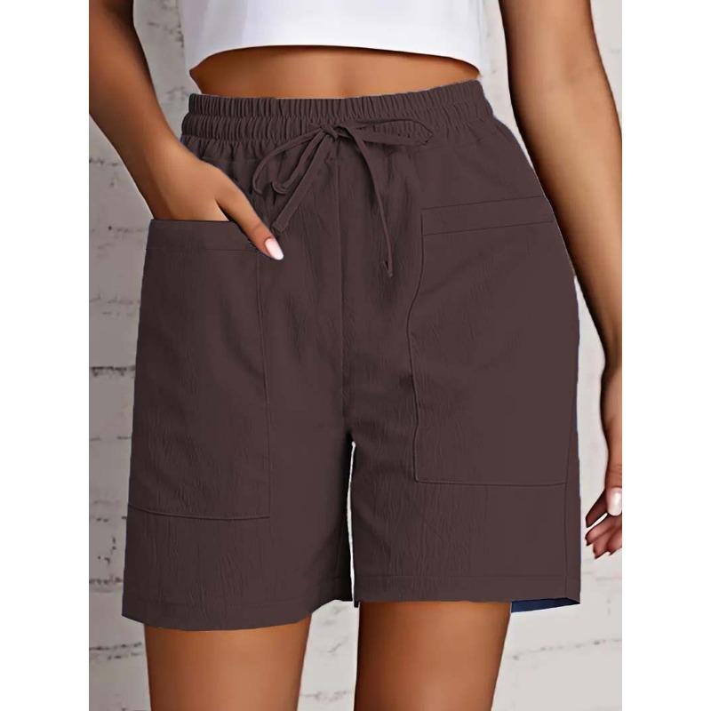 

Летние новые женские однотонные свободные шорты с высокой талией, повседневные и модные 3XL