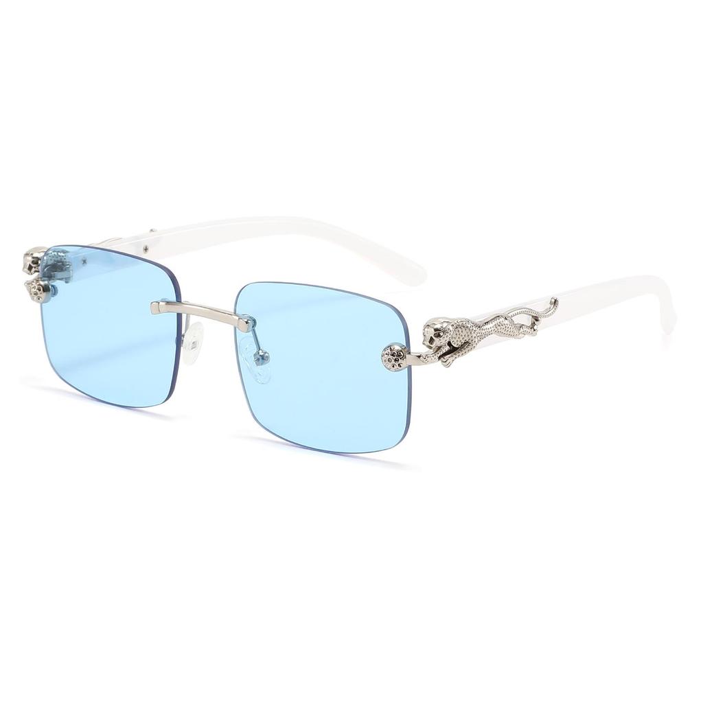2025 Frameless Cut-Edge Men's Sunglasses with Leopard Temple - European & American High-End Trend