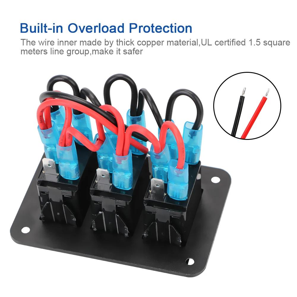 24V 12V for Caravan Switch Panel 3 Button Car Light Toggle For Boat Truck Trailer Marine Motorhome Campervan furgone Accessories