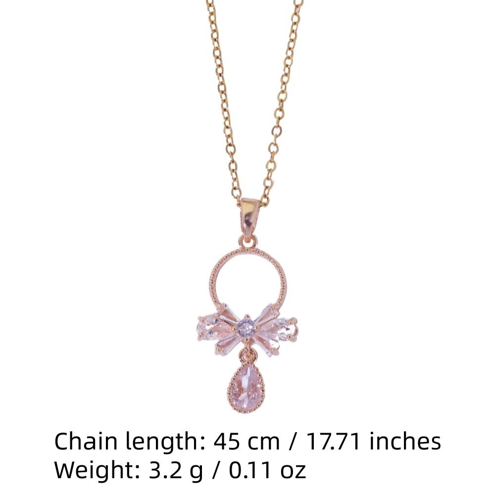 Simple Hollow Bow Water Drops Pendant Necklaces for Women Fashion Zirconia Necklace Wedding Party Jewelry Accessories