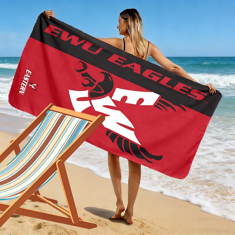 Eastern Washington Eagles Print Beach Towel, Large Soft Quick Dry Towel for Beach Camping Swimming