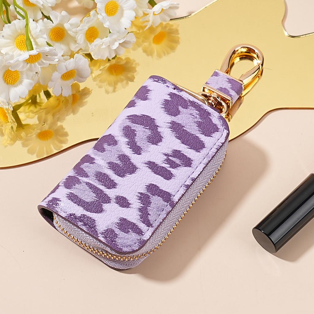 Neue Mode Leopard Muster Auto Schlüsselhülle für Männer und Frauen Motors Schlüsselabdeckung Leder Auto Schlüsselhalter mit Schlüsselanhänger Auto Zubehör