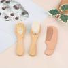 Soft Newborn Baby Hair Brush & Comb Set Wooden Handle Head Massager