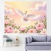 Krontaube Wandteppich, Rosa Blumen Hintergrundstoff, Wohnkultur