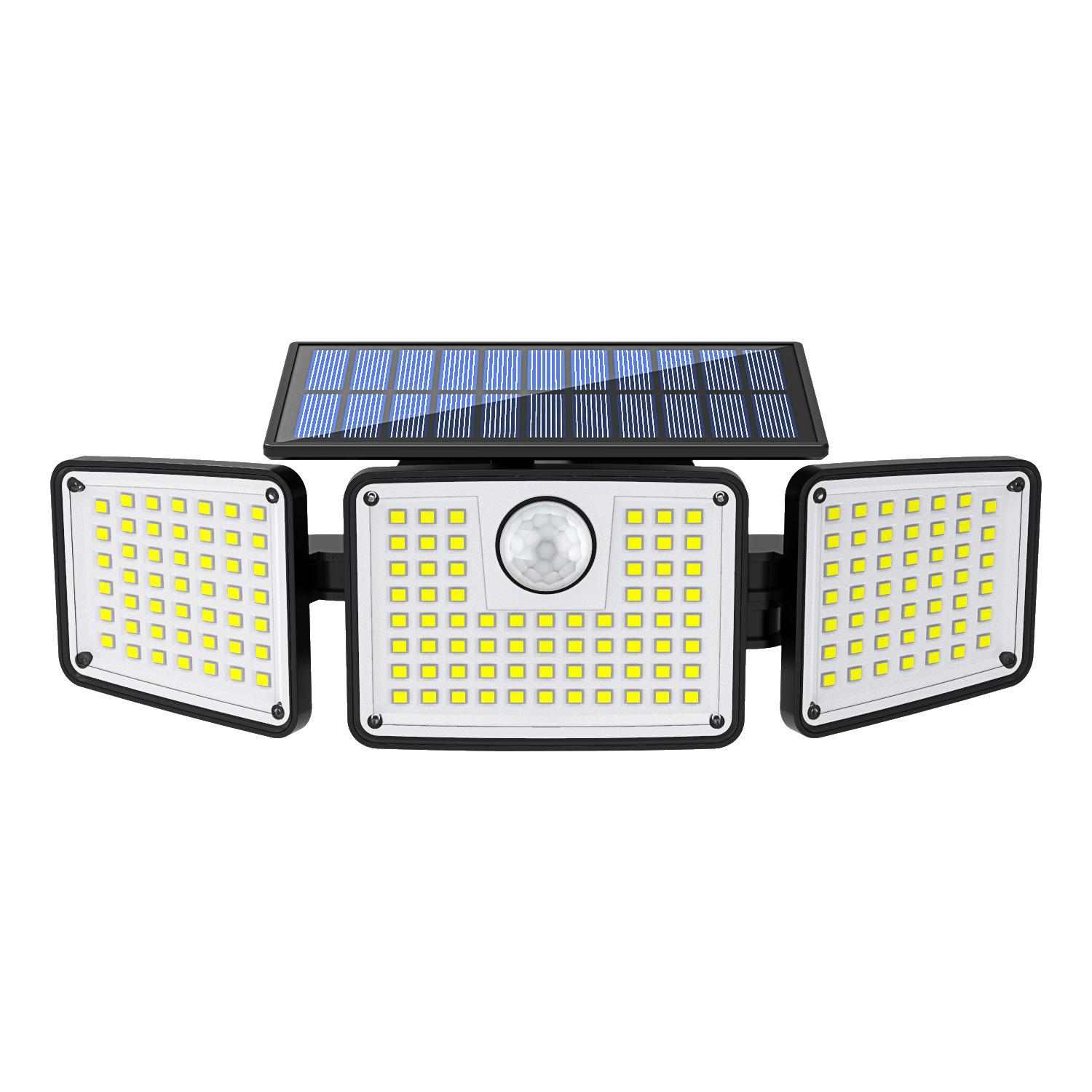 

Solar Courtyard Light 164LED Intelligent Induction,Outdoor Lighting Wall Light Entrance Garden,3-head Integrated Wall Light with Remote Control 1PC