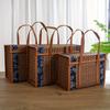 Bamboo Basket Natural -Friendly Woven Basket Bamboo Picnic Basket with Lid Handheld Snacks Bread Storage Basket