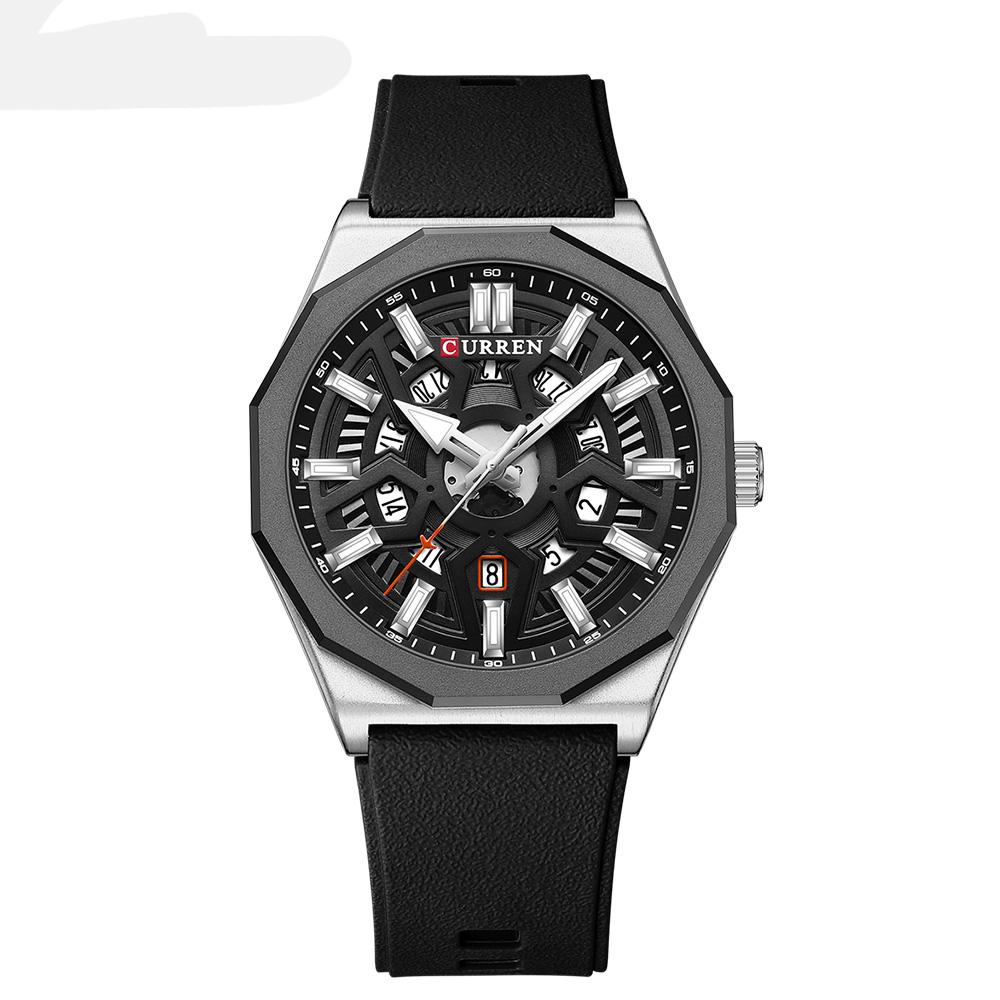 CURREN 8437 Luxury Fashion Casual Design Quartz Watch Luminous Hands Silicone Strap Wristwatches for Men's Montre Relojes Homme